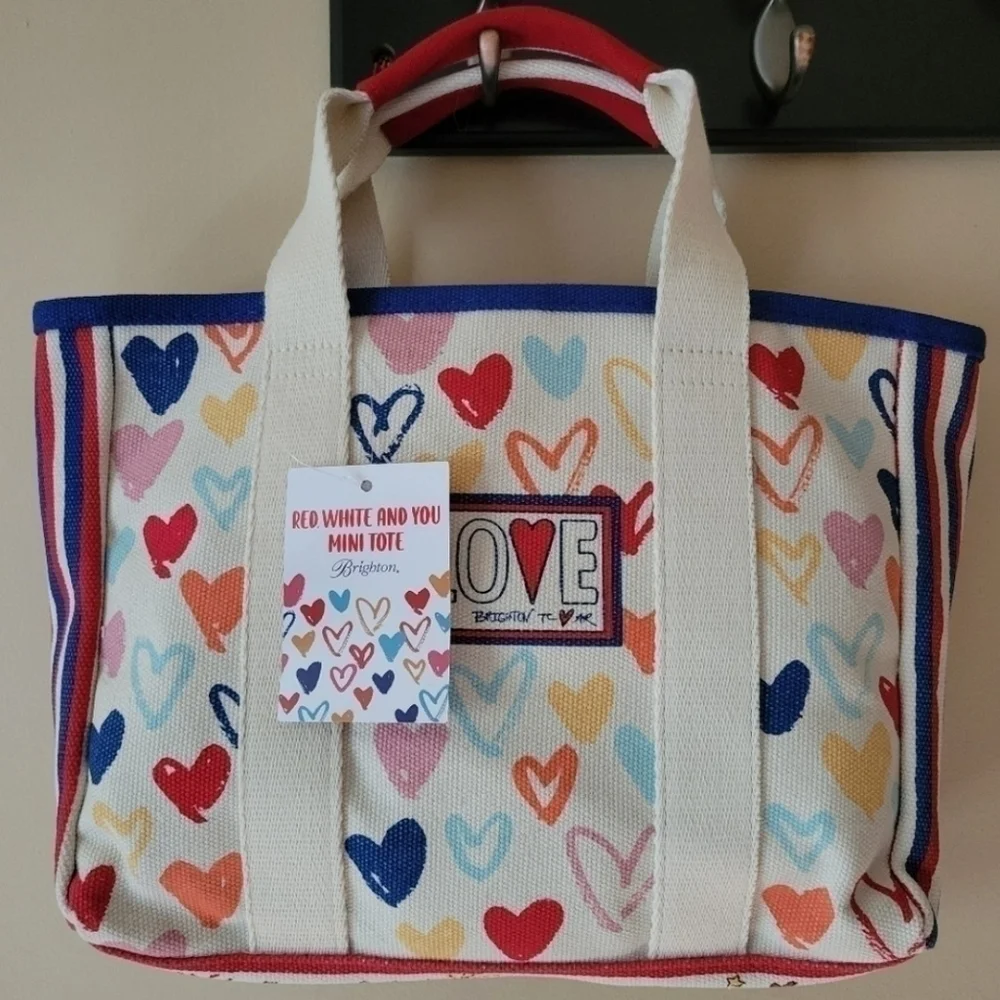 BRIGHTON  NWT RED WHITE AND YOU MINI TOTE .